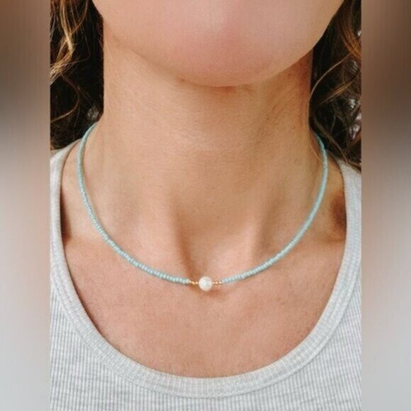 You Pick Color beaded Necklace freshwater Pearl Choker Perfect Summer Necklace - Picture 6 of 13